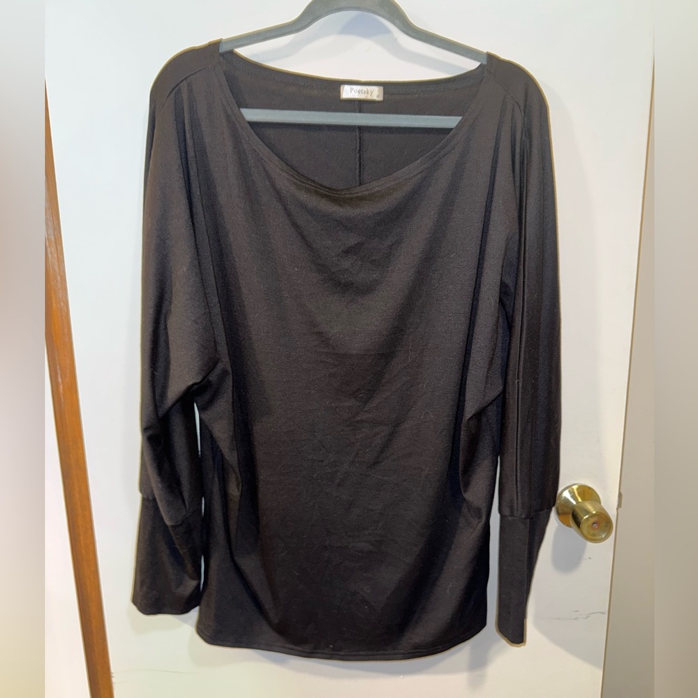 Women’s Black Long Sleeve Shirt Top - Poetsky - Size Medium